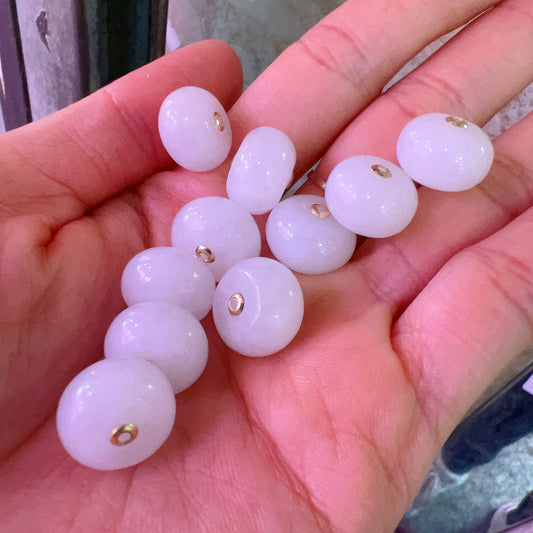 Natural White Nephrite With 18K Yellow Gold Spacers Hetian Jade Charms Diy Jewelry Project