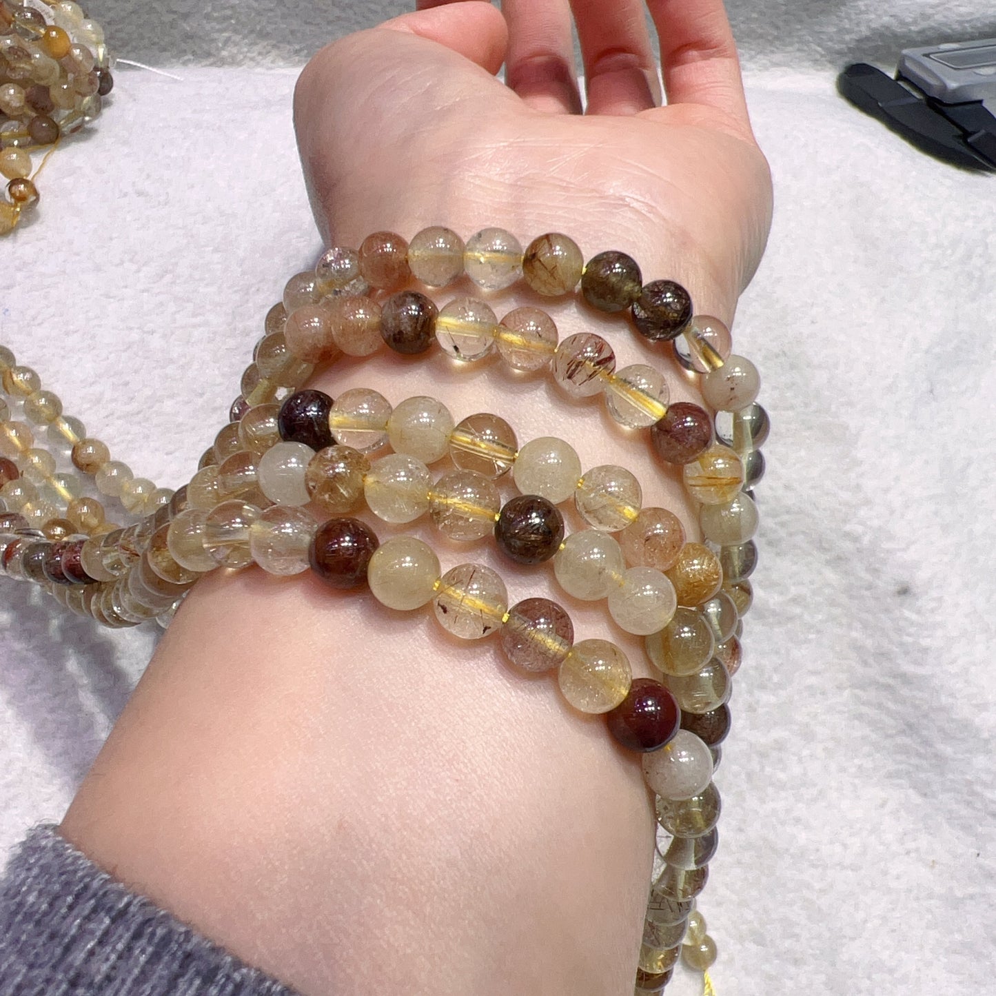 6Mm Natural Assorted Rutilated Quartz Round Beads Strands For Diy Jewelry Projects