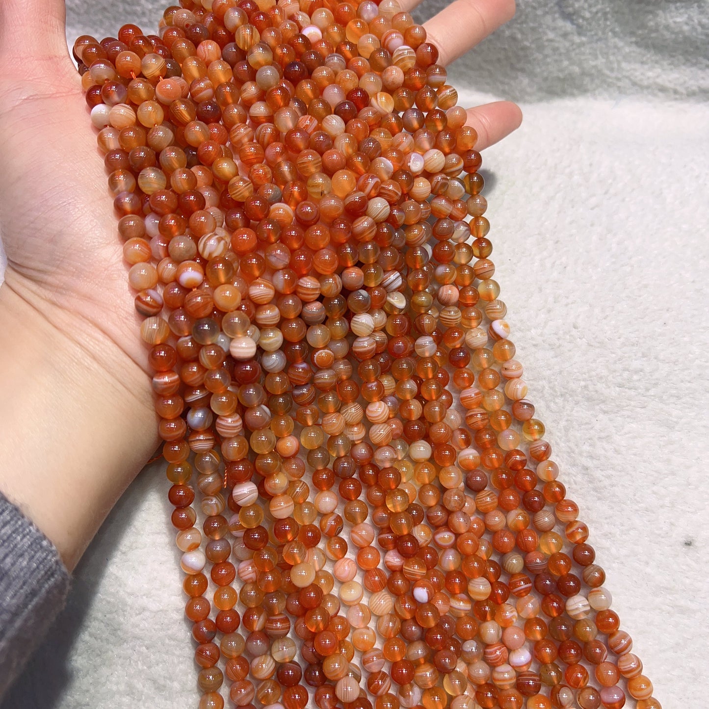 6Mm Natural Orange-Red Botswana Agate Round Beads Strands For Diy Jewelry Projects