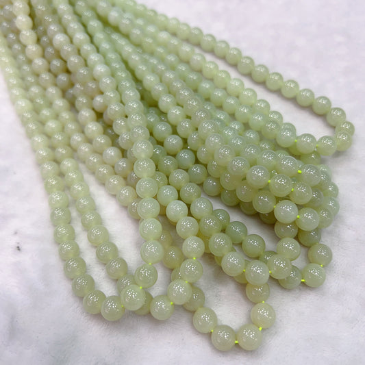 8Mm Natural Yellow Nephrite Round Bead Necklace Strands For Diy Jewelry Projects