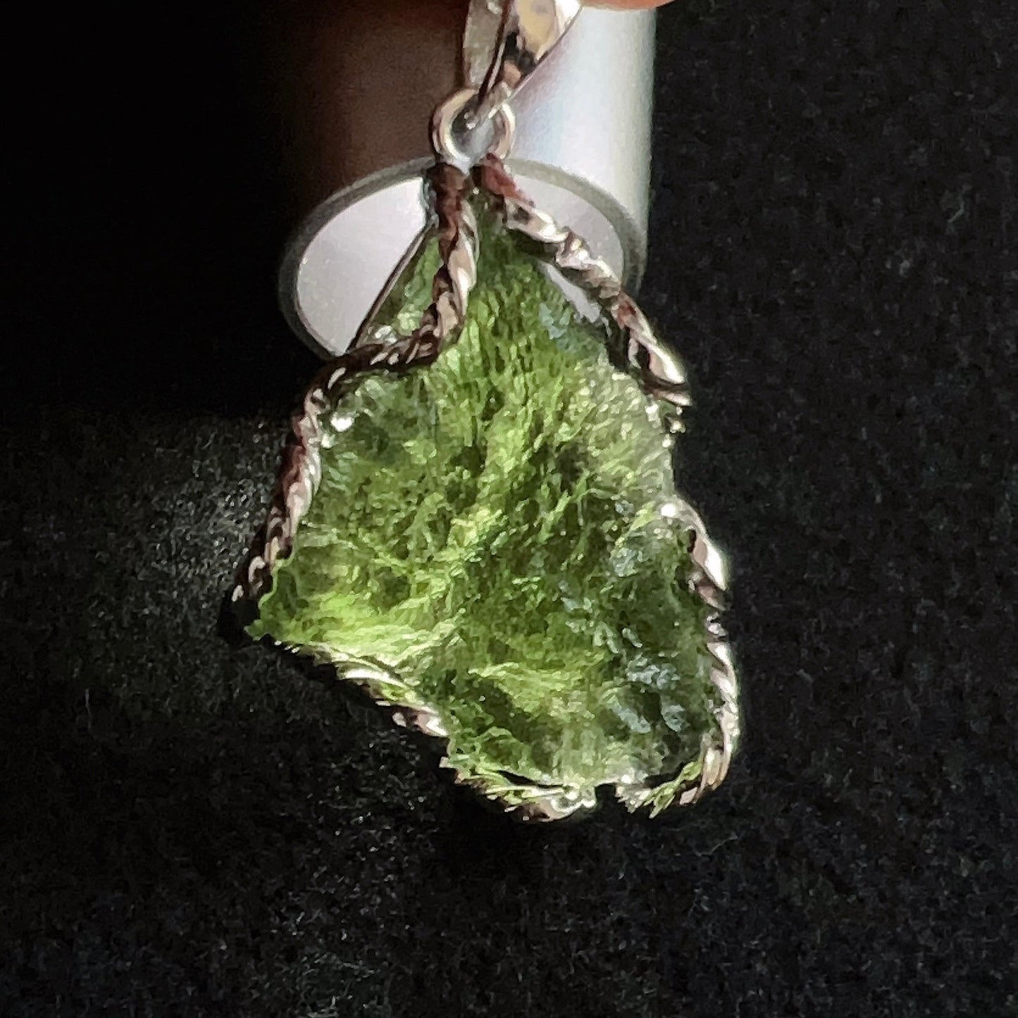 5.6G Natural Czech Moldavite Raw Stone Pendant Necklace Top-Quality Green | Rare High-Frequency Heart Chakra Healing Stone