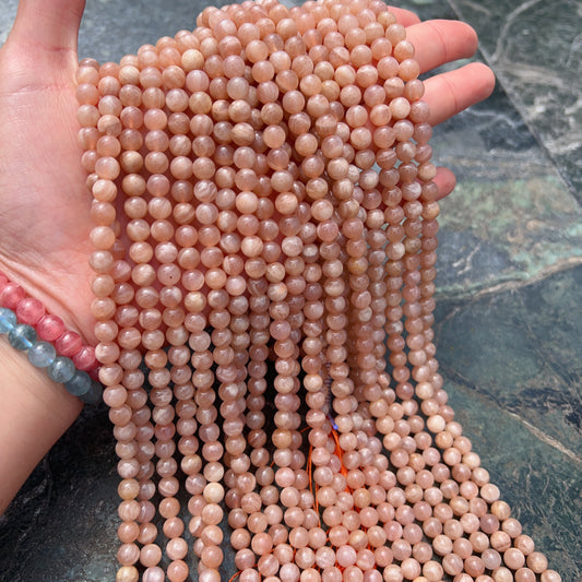 6Mm Natural Sunstone Loose Bead Strands For Diy Jewelry Project