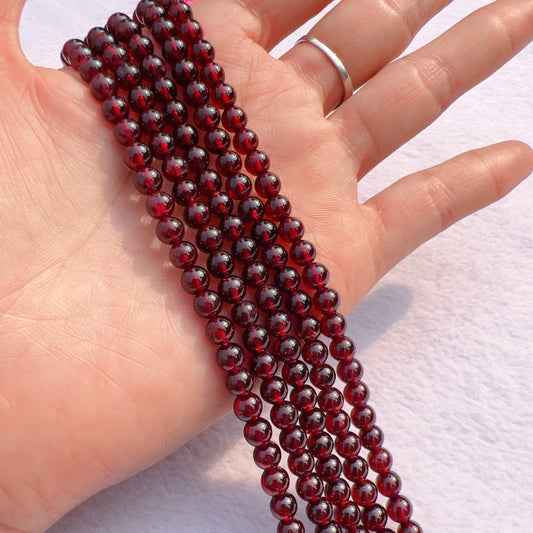 5 – 5.5Mm Natural Almandine Red Garnet Round Bead Strands For Diy Jewelry Project