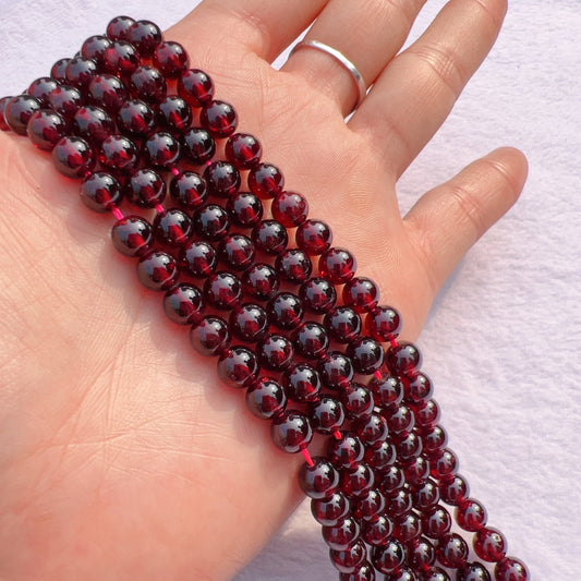 6 – 6.5Mm Natural Almandine Red Garnet Round Bead Strands For Diy Jewelry Project