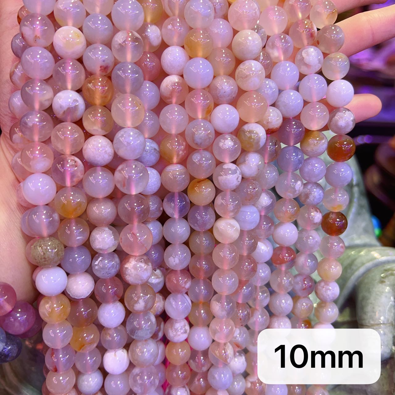 6-10Mm Natural Cherry Blossom Agate Sakura Agate Round Bead Strands Diy Jewelry Findings