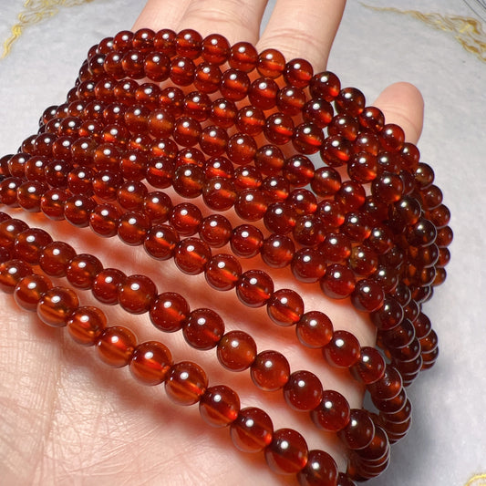 3-Wraps 5.6Mm Natural High-Clarity Spessartine Orange Garnet Beaded Bracelets For Diy Jewelry Project