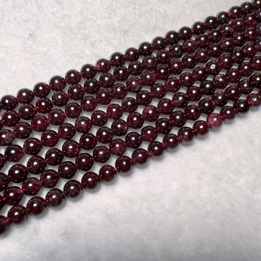 7Mm Natural Almandine Red Garnet Round Bead Strands For Diy Jewelry Project