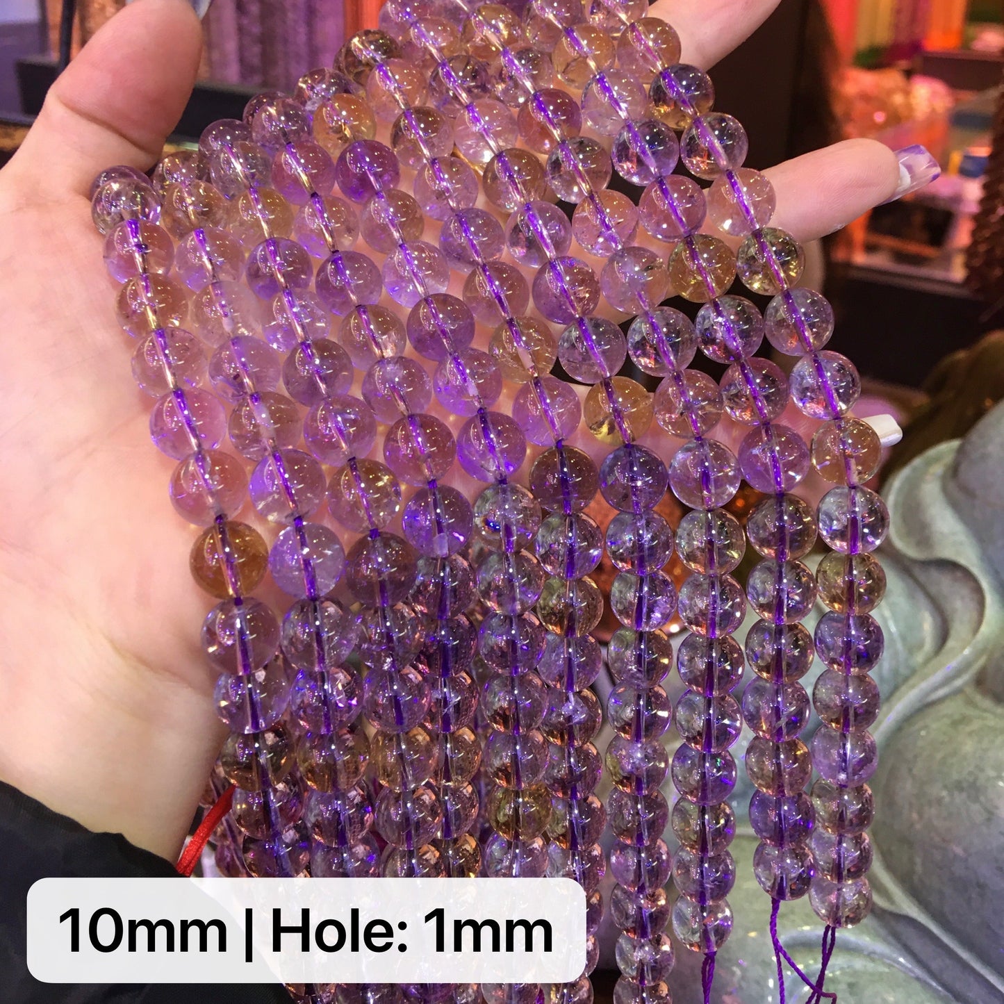 8 – 10Mm Natural High Clarity Ametrine Round Bead Strands For Diy Jewelry Project