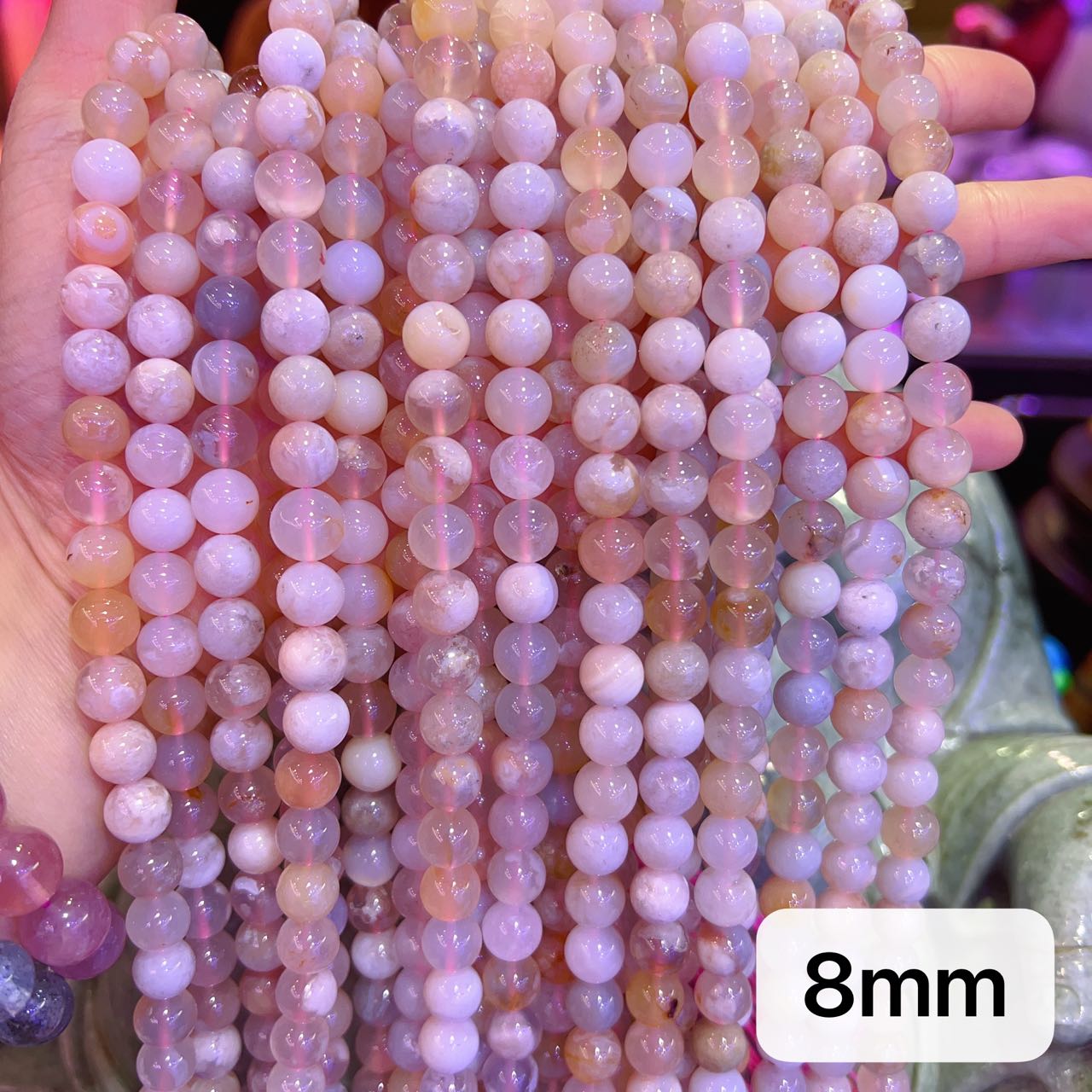 6-10Mm Natural Cherry Blossom Agate Sakura Agate Round Bead Strands Diy Jewelry Findings