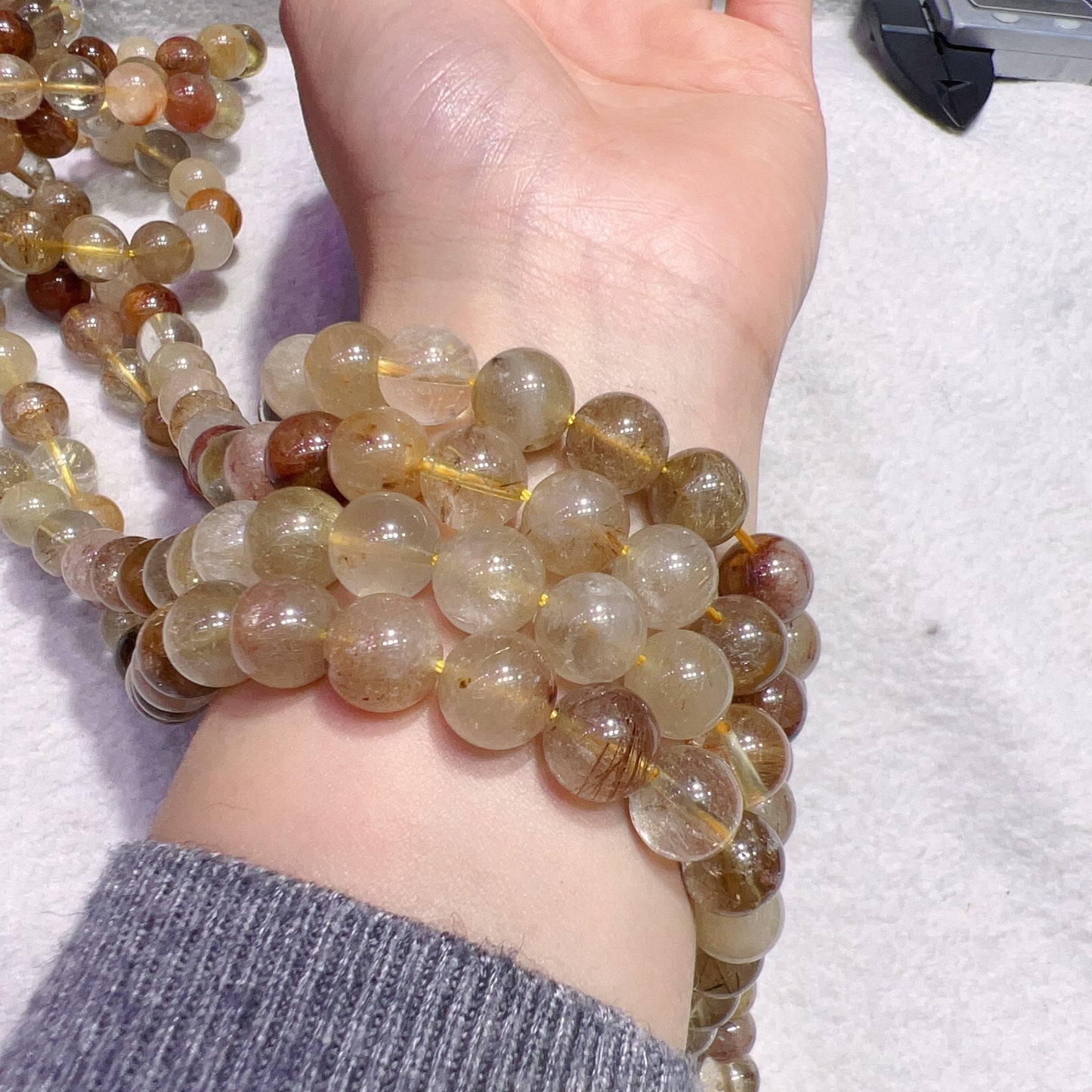 10Mm Natural Assorted Rutilated Quartz Round Beads Strands For Diy Jewelry Projects