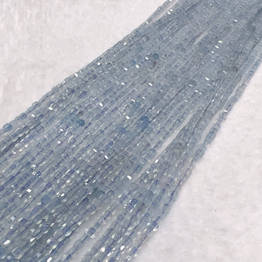 2Mm Natural High-Quality Faceted Aquamarine Square Bead Strands For Diy Jewelry Projects
