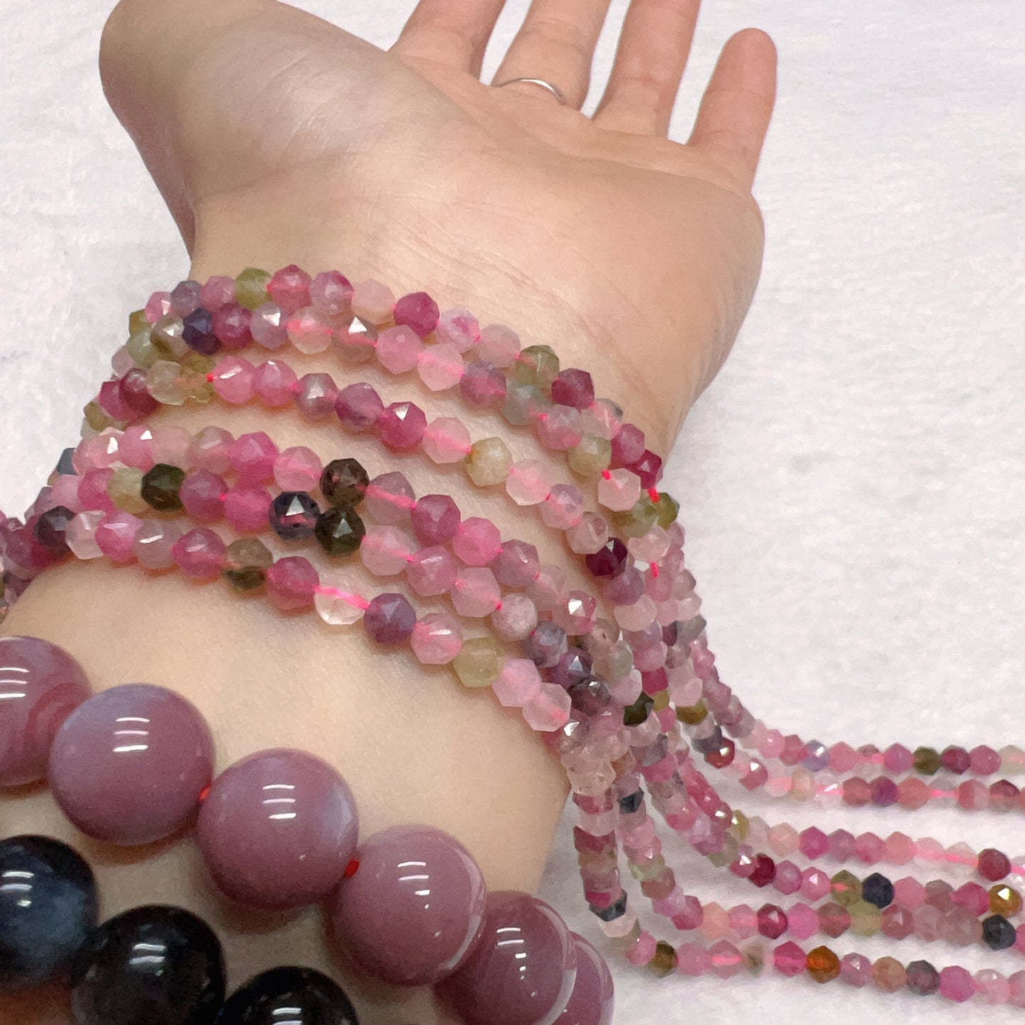 4Mm Best Quality In Strand Natural Rainbow Tourmaline Faceted Beads For Diy Jewelry Project