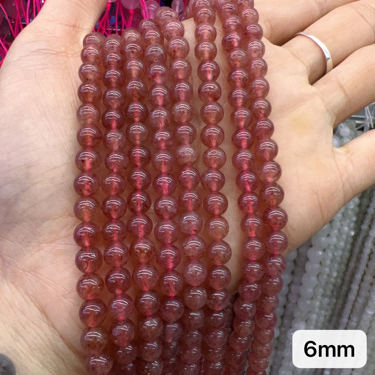 6Mm 8Mm 10Mm Natural Strawberry Quartz Round Bead Strands For Diy Jewelry Project
