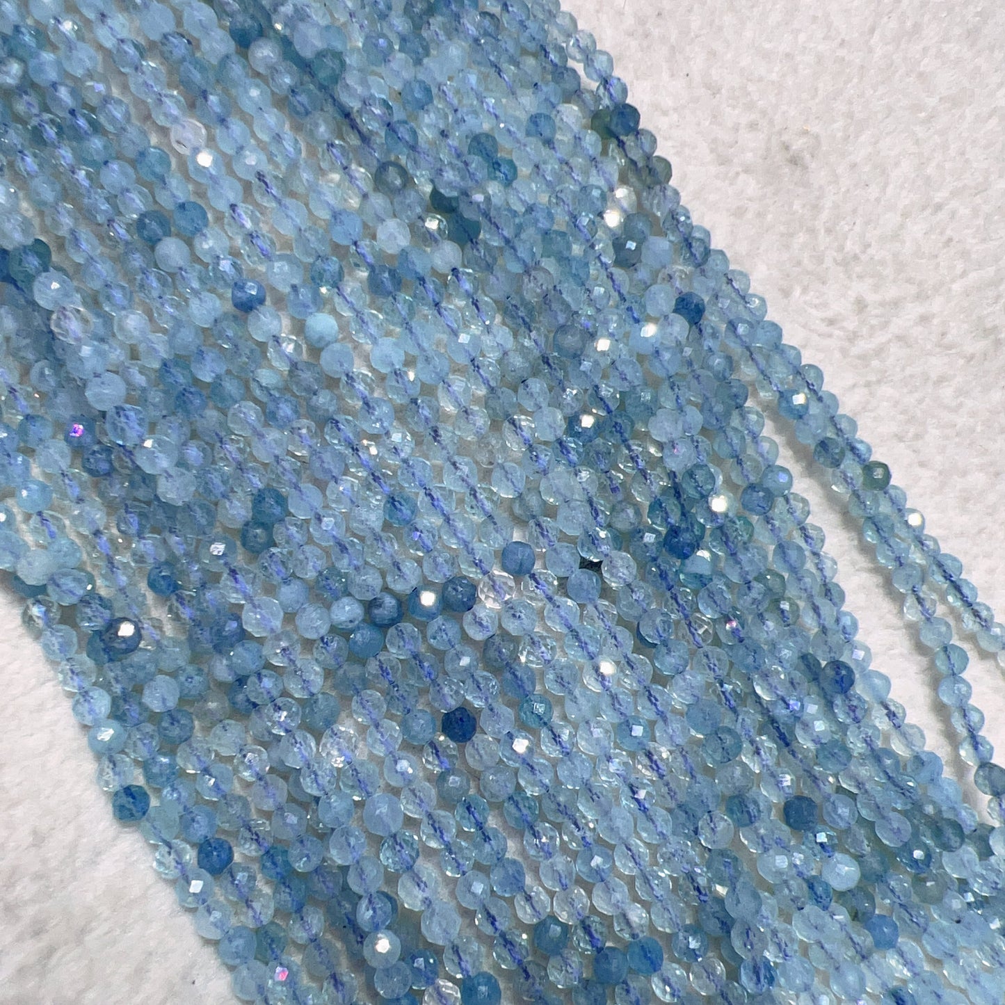 4Mm Natural High-Quality Faceted Aquamarine Bead Strands For Diy Jewelry Projects