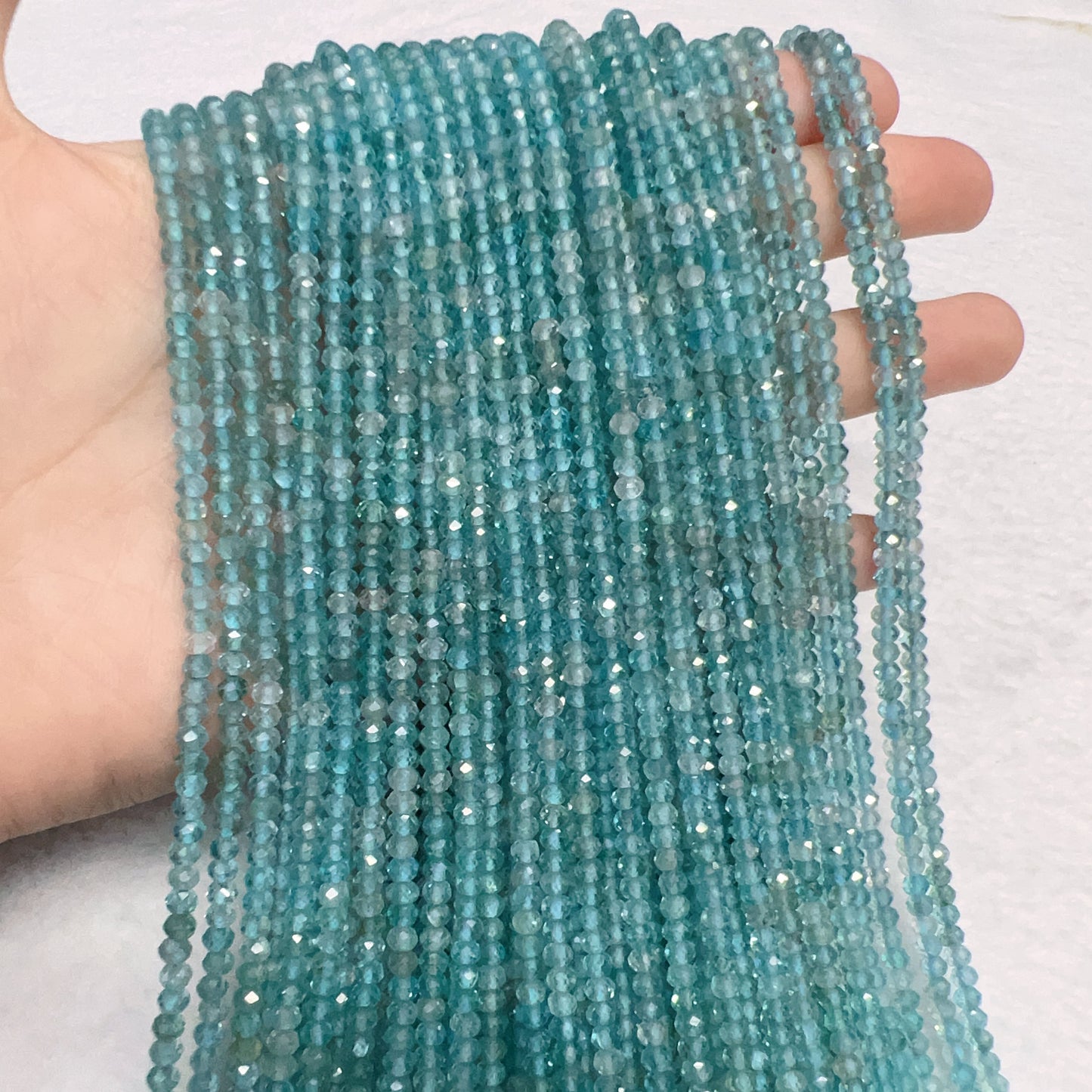 3X4Mm Best Quality In Strand Natural Light Blue Apatite Faceted Rondelle Beads For Diy Jewelry Project