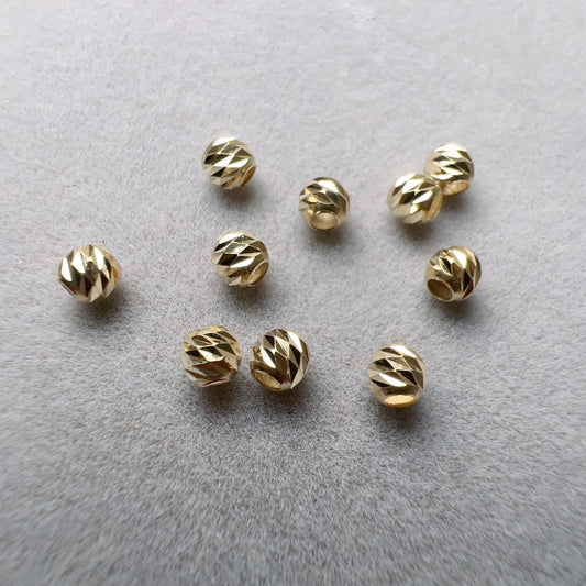 3Mm 18K Yellow Gold Carving Round Beads Charms For Diy Jewelry Projects