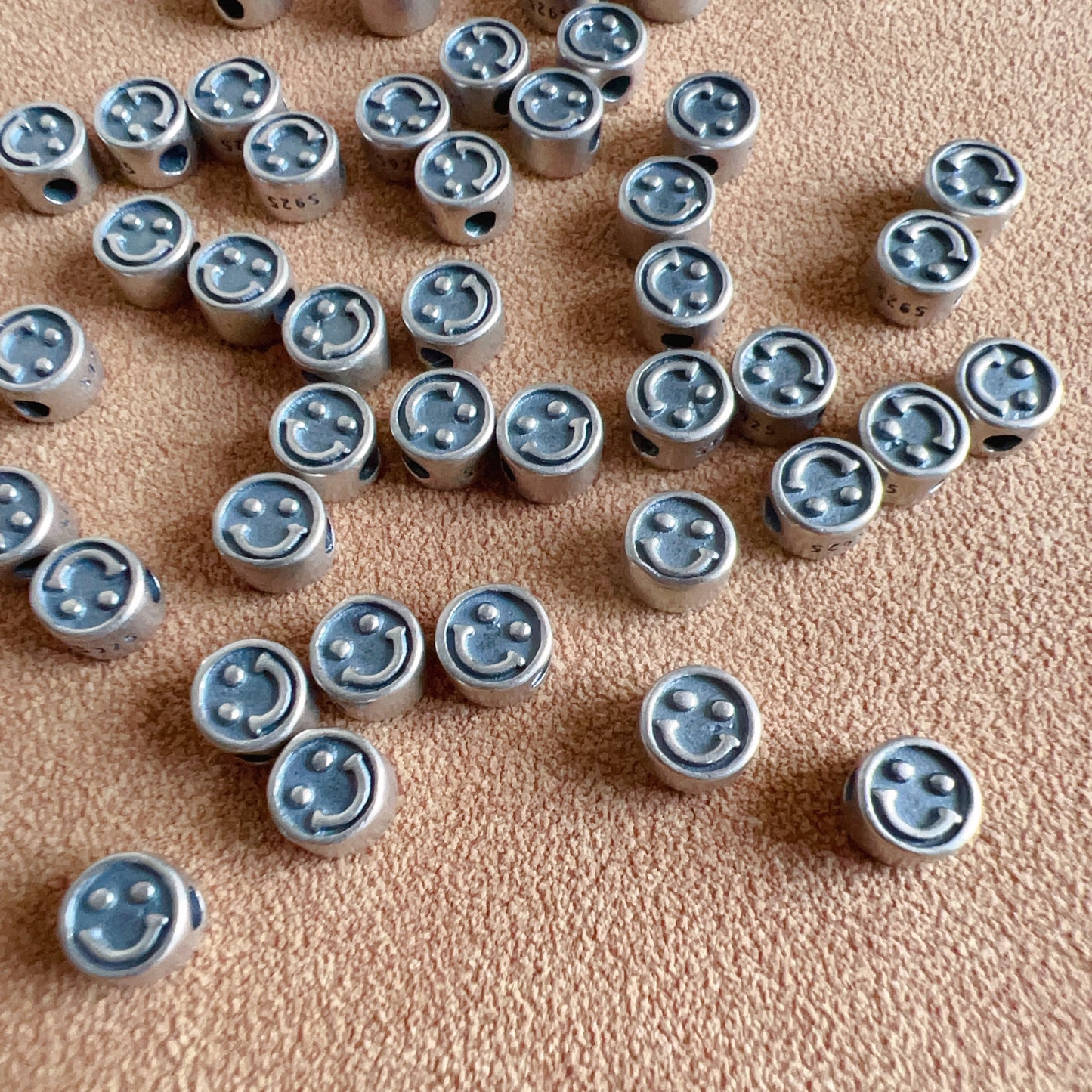 10 Pcs 925 Sterling Silver Double-Sided Smiling Face Beads Handmade Diy Jewelry Making Supply