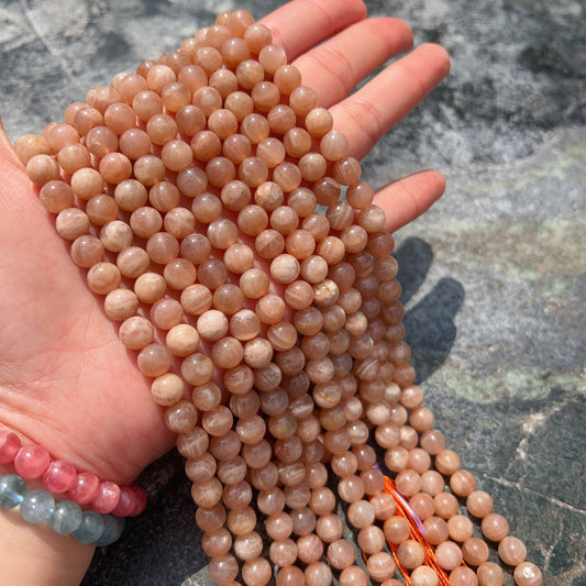 8Mm Natural Sunstone Loose Bead Strands For Diy Jewelry Project