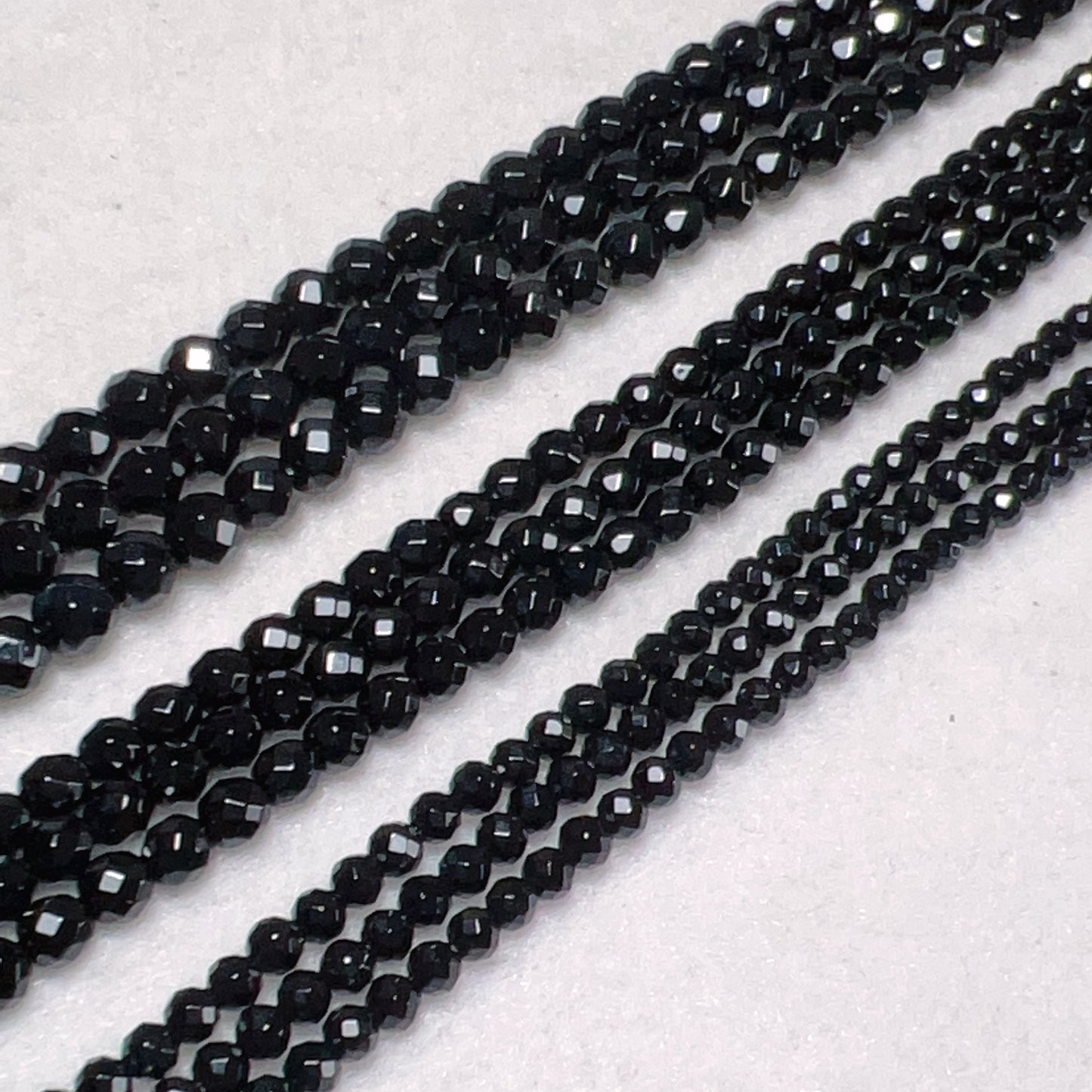 3Mm 4Mm 5Mm Heated Black Onyx Faceted Round Bead Strands For Diy Jewelry Project