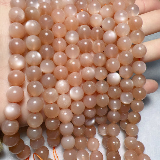 9.6Mm Natural Peach Moonstone High-Quality Round Bead Strands For Diy Jewelry Project