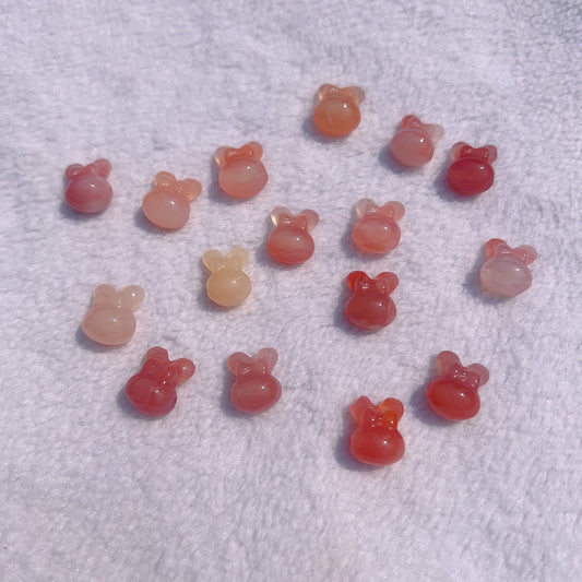 Natural Yanyan Agate Cute Rabbit Charms For Diy Jewelry Project