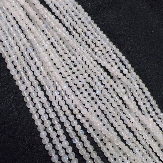 4Mm Natural Blue Moonstone Round Bead Strands For Diy Jewelry Projects