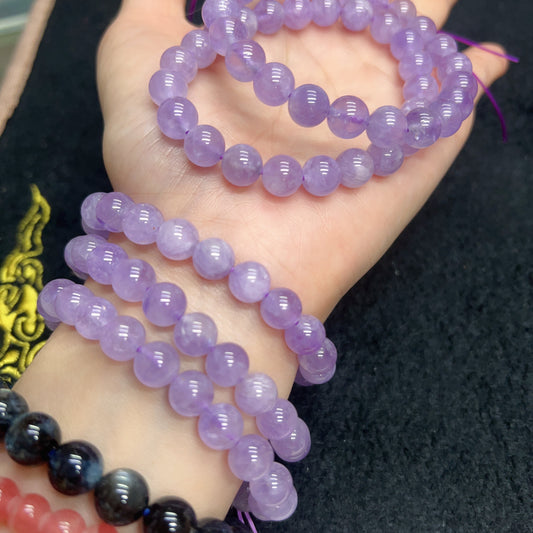 8.5-8.9Mm Natural Lavender Amethyst Round Beaded Bracelets For Diy Jewelry Project