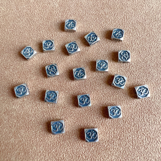 10 Pcs 925 Sterling Silver Double-Side Om Symbol Bead Charm Handmade Diy Jewelry Making Supply