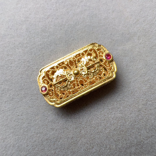 18K Yellow Gold Flat Bead Charms With Cubic Zirconia Stone For Diy Jewelry Projects