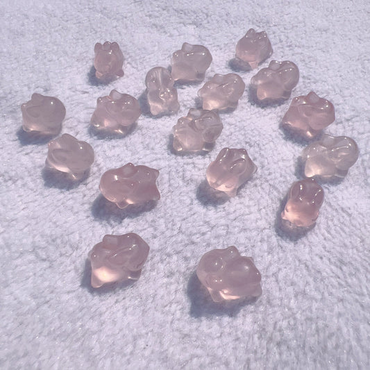 Cute Parts – Natural Rose Quartz Flying Rabbit Charms For Diy Jewelry Project