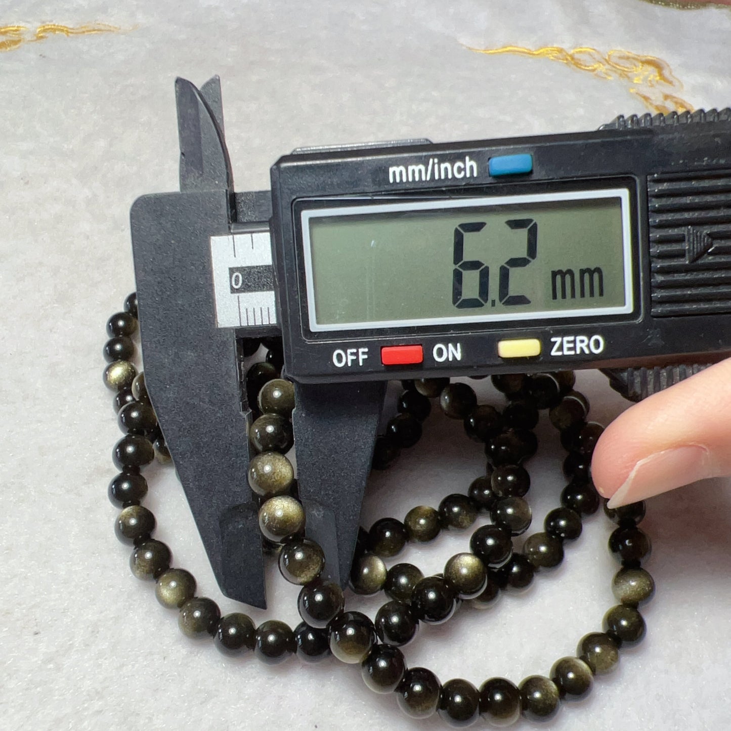 6Mm Top Grade Golden Sheen Obsidian Round Bead Bracelets For Diy Jewelry Project