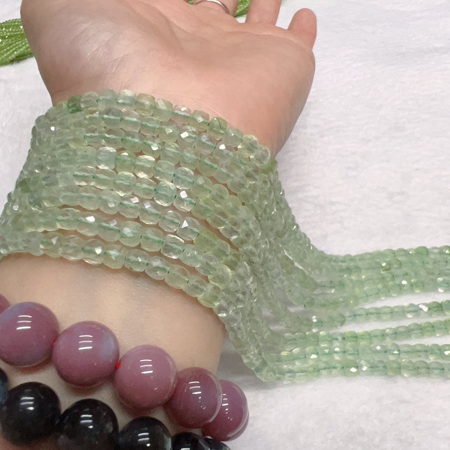4X4Mm High-Quality Natural Prehnite Faceted Square Bead Strands For Diy Jewelry Project