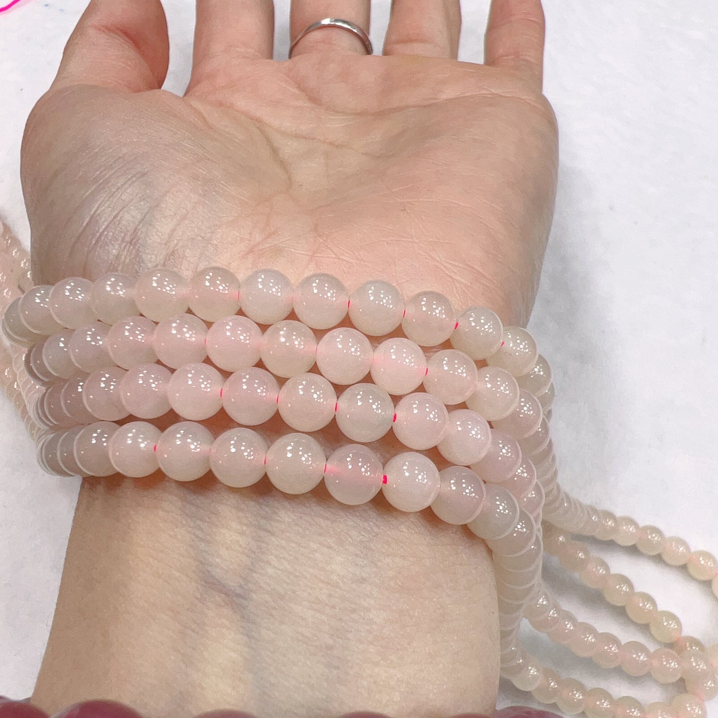 108 Pink Nephrite Prayer Beads 6Mm Round Bead Strands For Diy Jewelry Projects