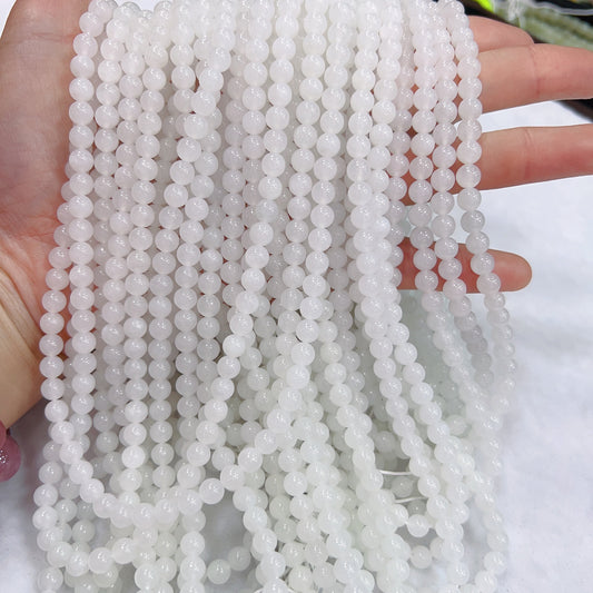 108 White Nephrite Prayer Beads 6Mm Round Bead Strands For Diy Jewelry Projects