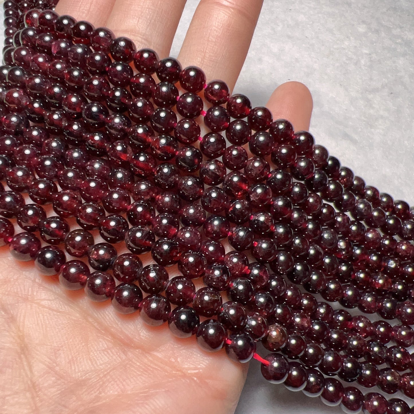 5.5Mm Natural Almandine Red Garnet Round Bead Strands For Diy Jewelry Project