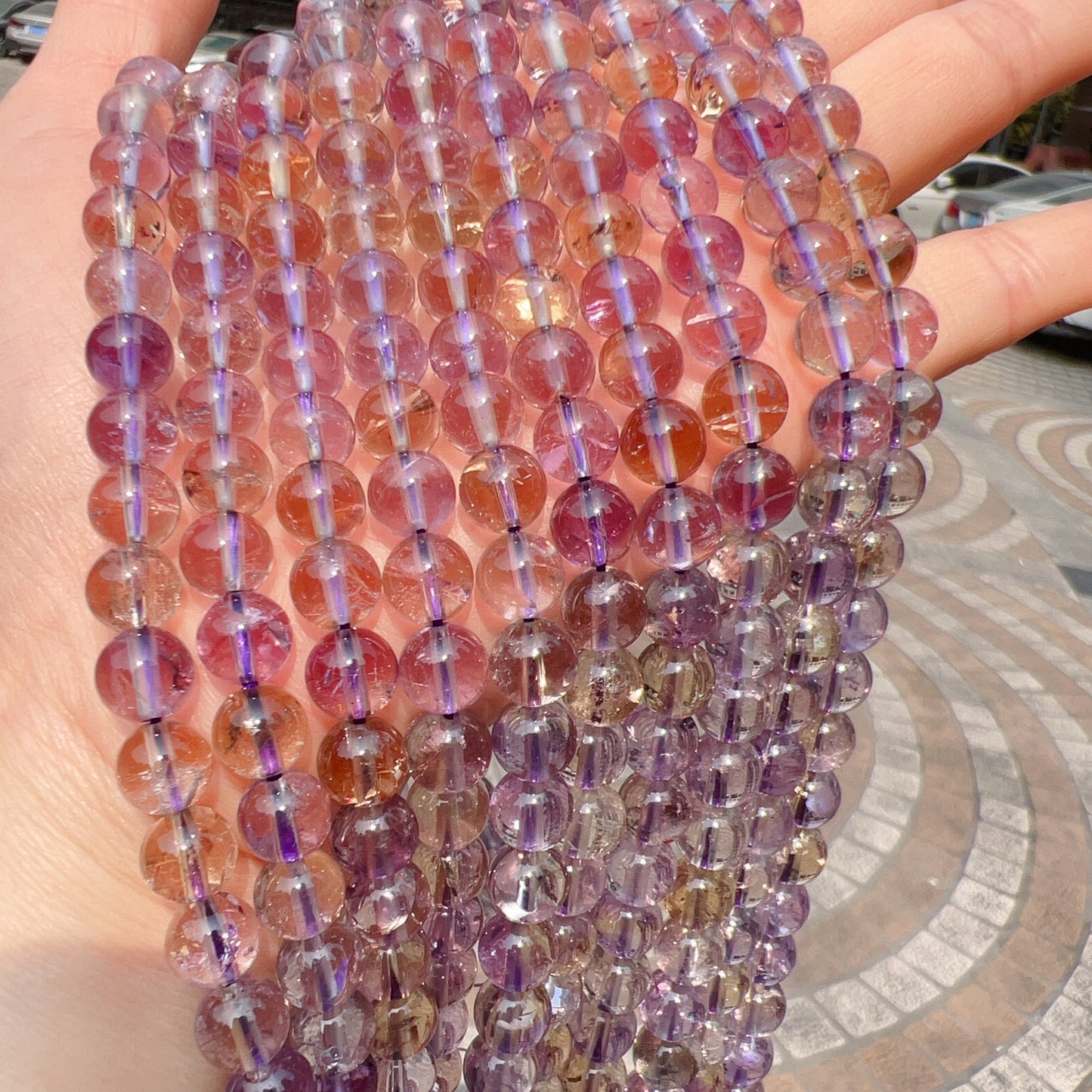 8 – 10Mm Natural High Clarity Ametrine Round Bead Strands For Diy Jewelry Project