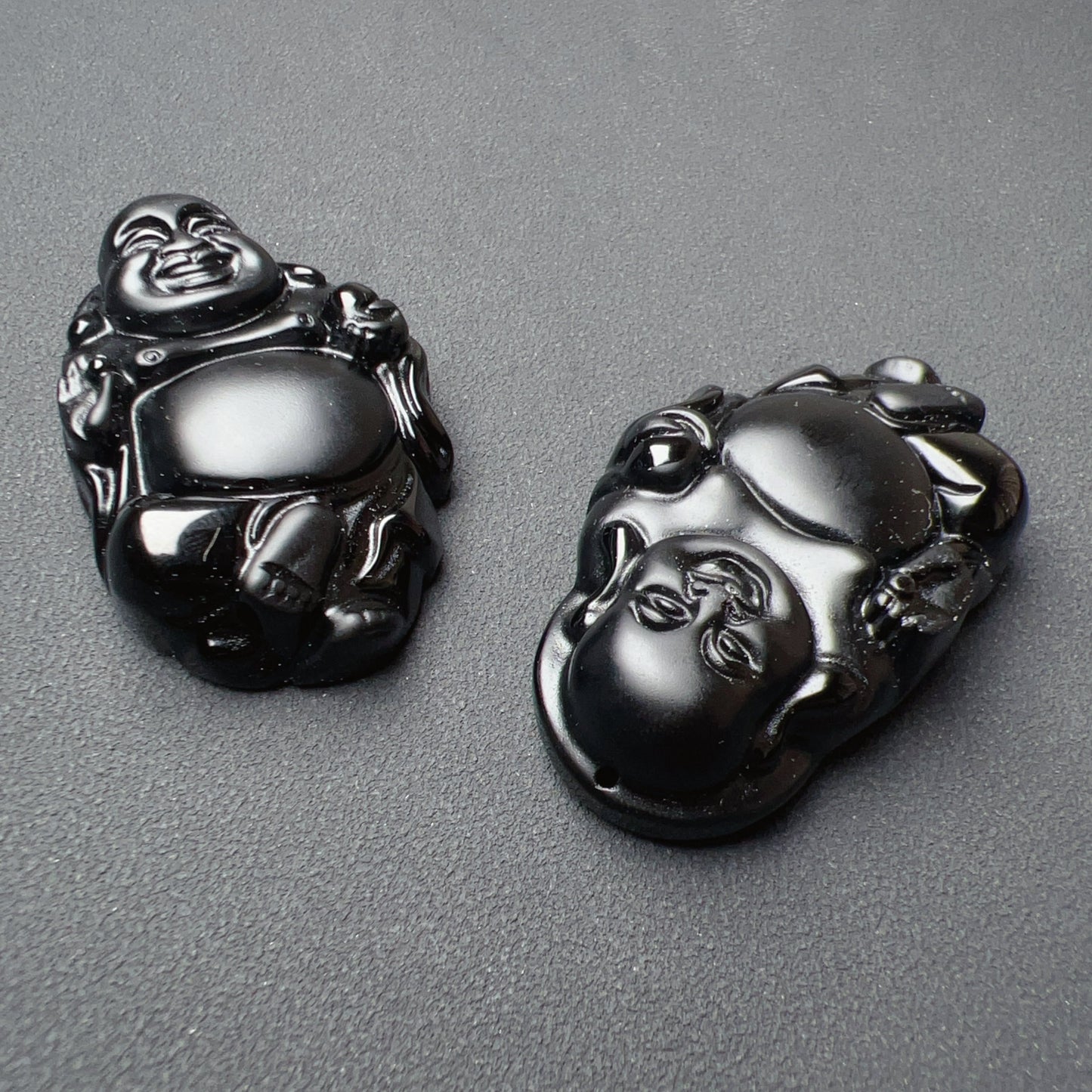 Top-Quality Black Obsidian Happy Maitreya Buddha Pendants For Diy Jewelry Project