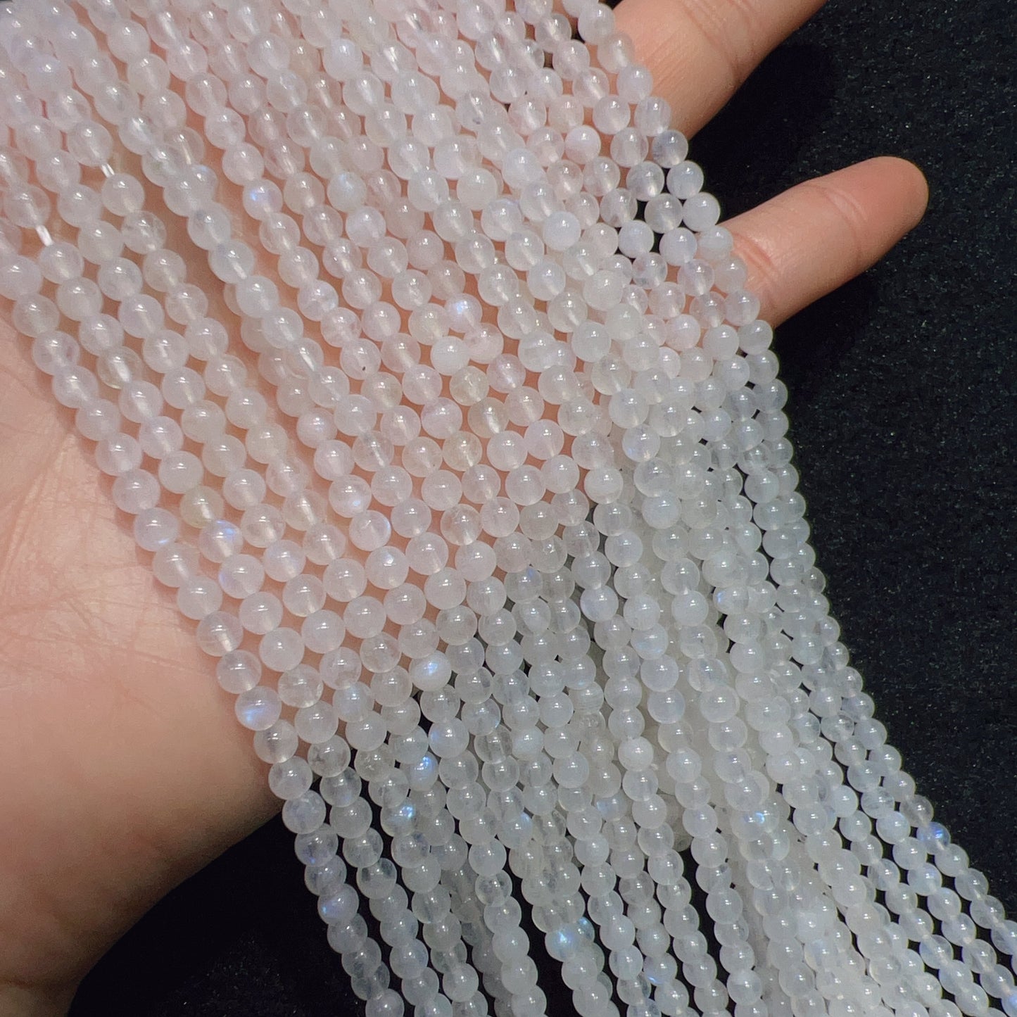 4Mm Natural Blue Moonstone Round Bead Strands For Diy Jewelry Projects