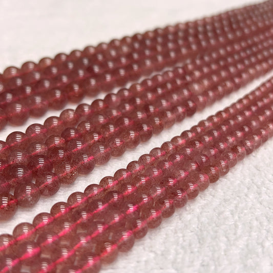 6Mm 8Mm 10Mm Best Quality In Strands Natural Strawberry Quartz Round Bead Strands For Diy Jewelry Projects