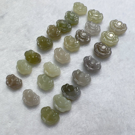 Natural Assorted Color Nephrite Jade Lucky Lock Bead Charms For Diy Jewelry Project