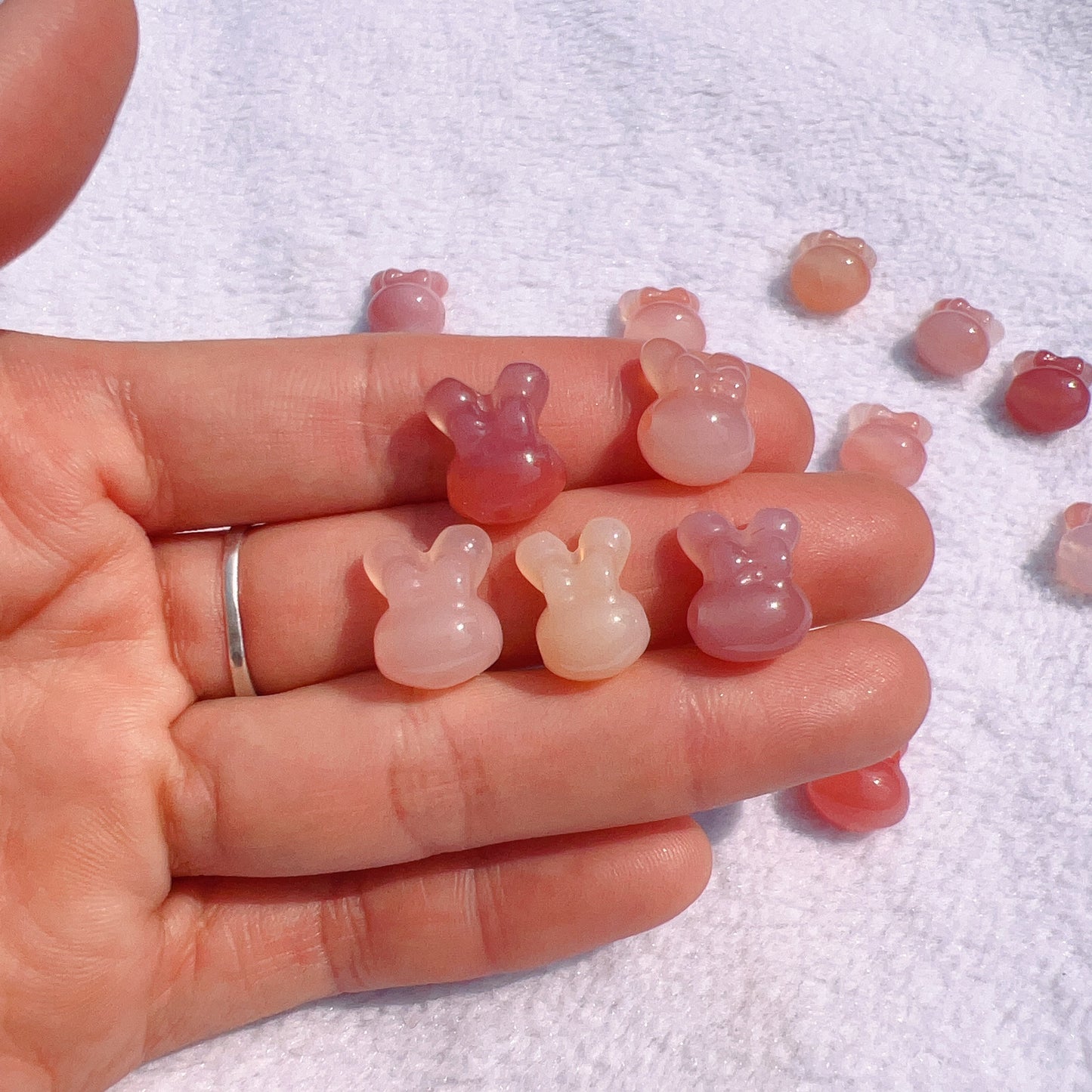 Natural Yanyan Agate Cute Rabbit Charms For Diy Jewelry Project