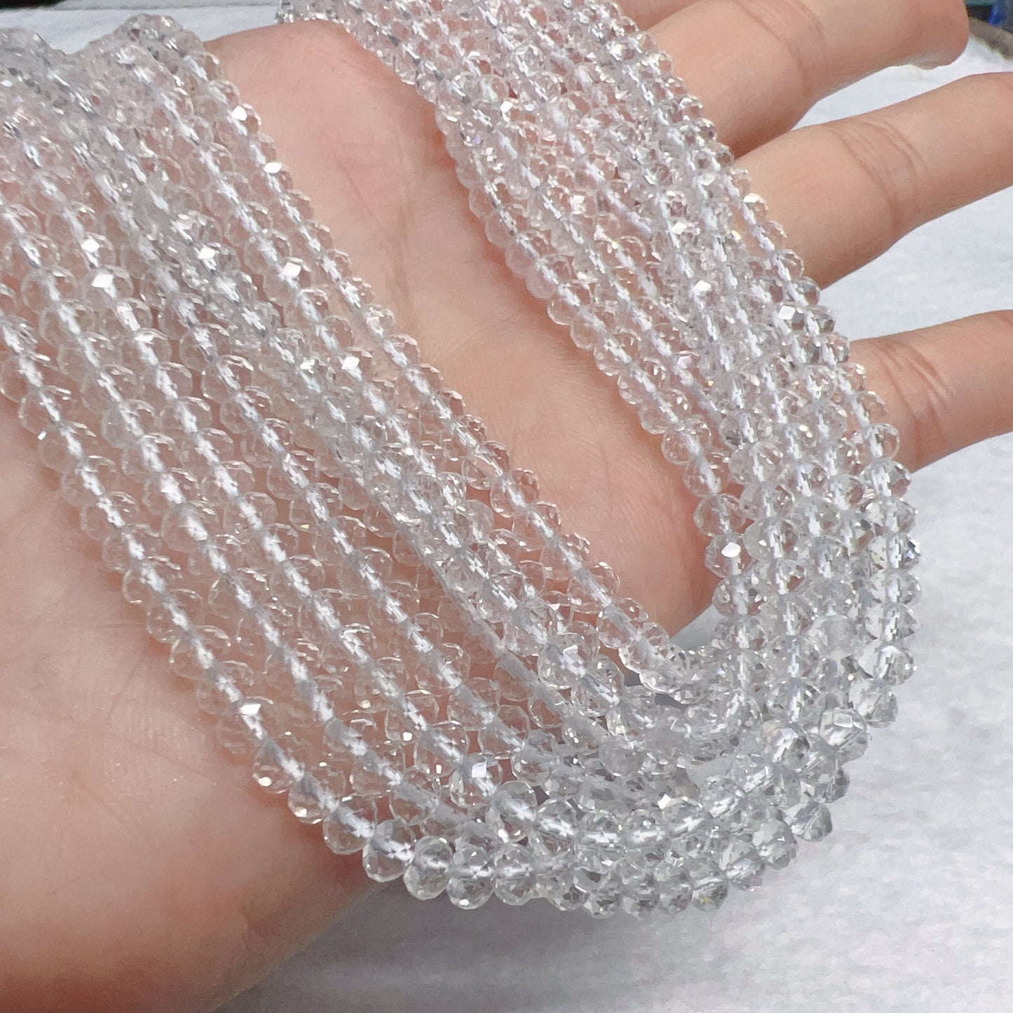 3X4Mm Natural Faceted Clear Quartz Rondelle Beads – Premium Quality Strand For Diy Jewelry Making