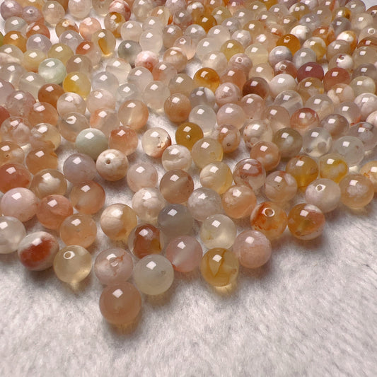 100 Pcs 8Mm High-Quality Cherry Blossom Agate Sakura Agate Round Beads For Diy Jewelry Projects