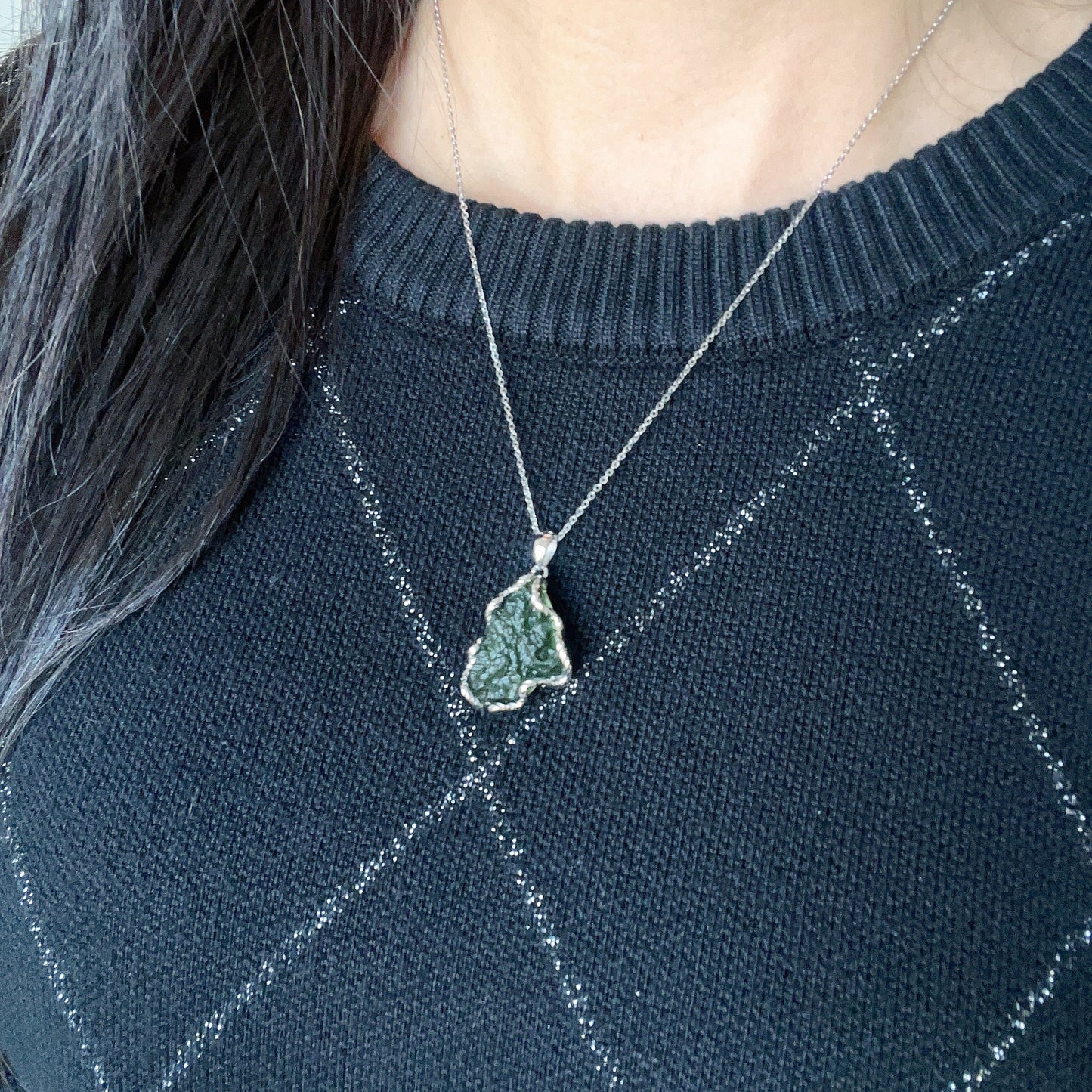 5.6G Natural Czech Moldavite Raw Stone Pendant Necklace Top-Quality Green | Rare High-Frequency Heart Chakra Healing Stone