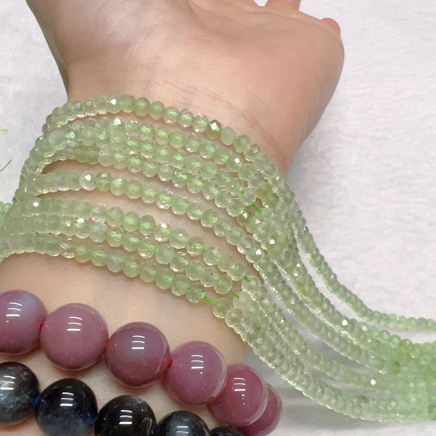 3X4Mm High-Quality Natural Prehnite Faceted Rondelle Bead Strands For Diy Jewelry Project