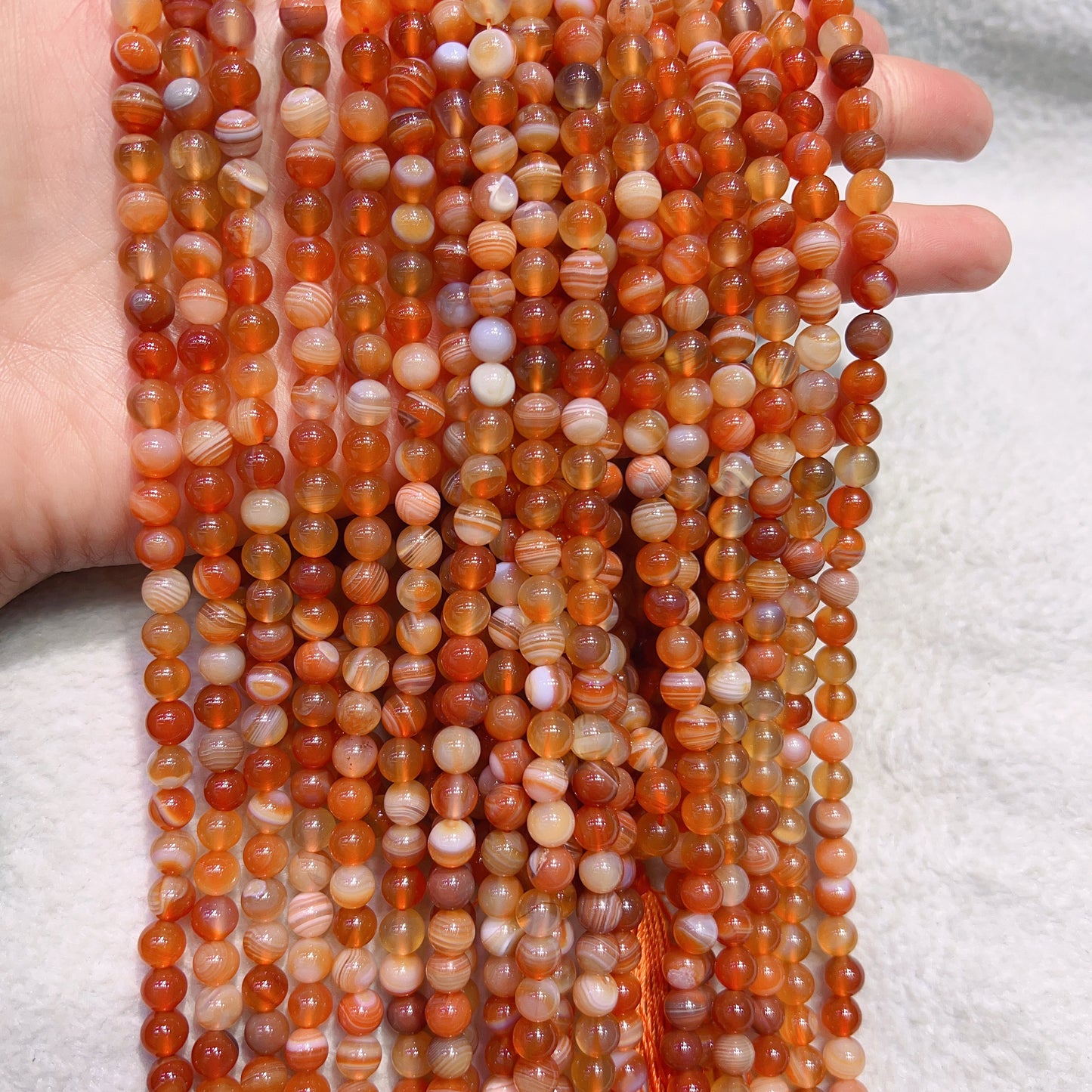 6Mm Natural Orange-Red Botswana Agate Round Beads Strands For Diy Jewelry Projects