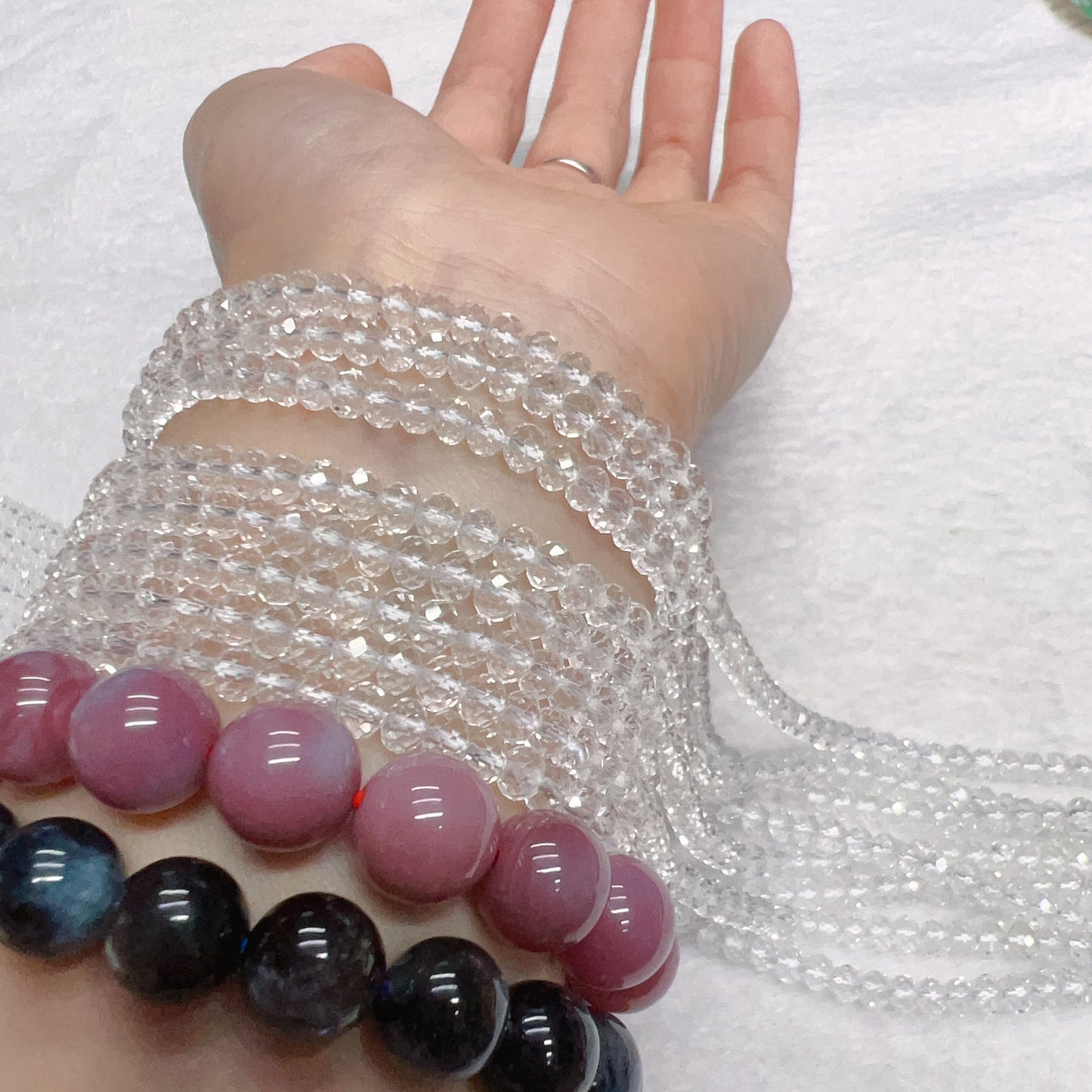 3X4Mm Natural Faceted Clear Quartz Rondelle Beads – Premium Quality Strand For Diy Jewelry Making