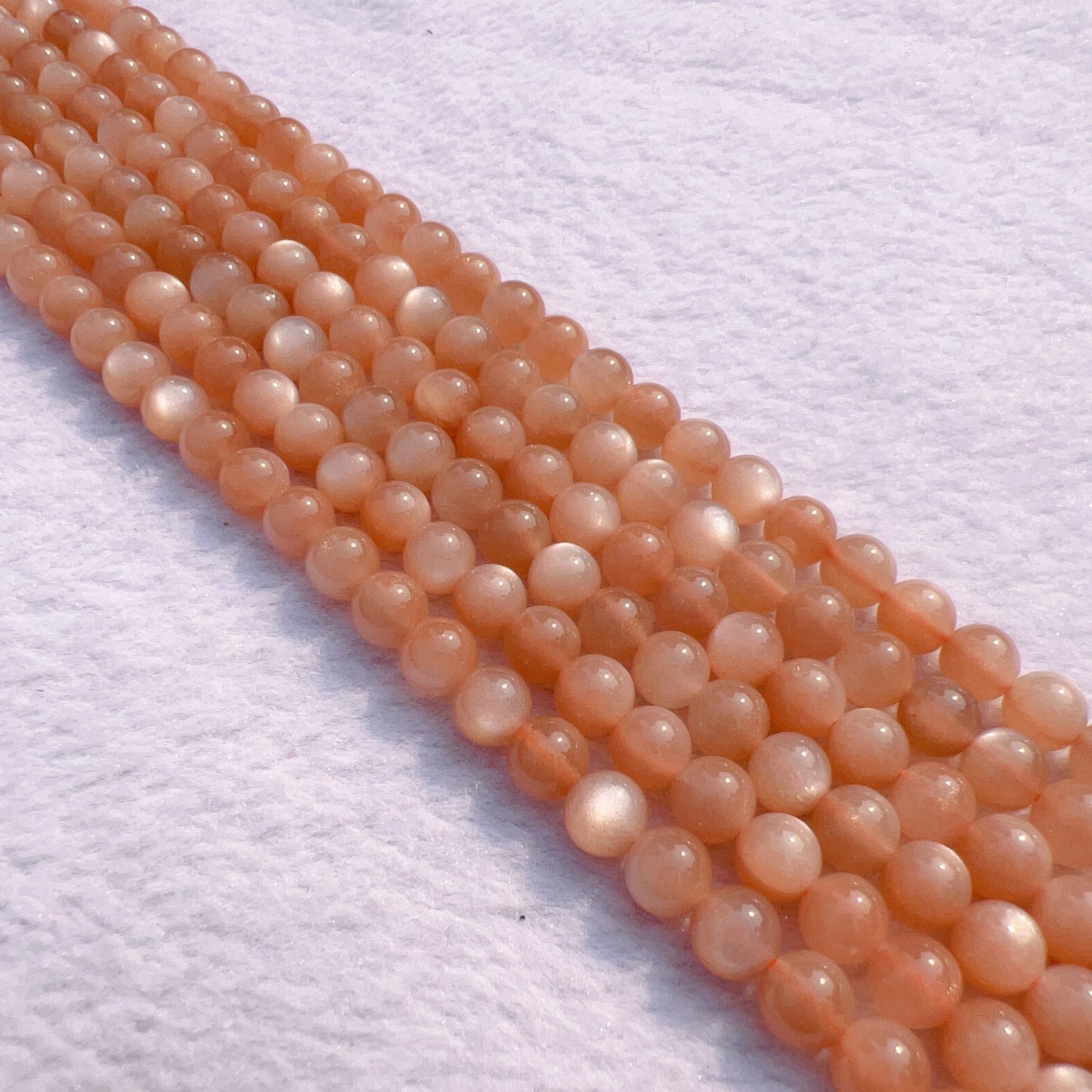 6Mm Natural Best Flash Peach Moonstone Round Bead Strands For Diy Jewelry Project