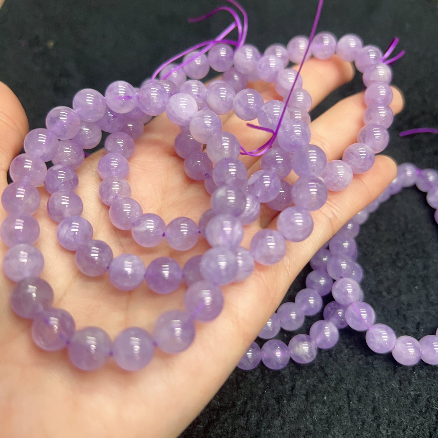 8.5-8.9Mm Natural Lavender Amethyst Round Beaded Bracelets For Diy Jewelry Project