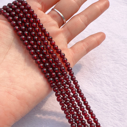4 – 4.5Mm Natural Almandine Red Garnet Round Bead Strands For Diy Jewelry Project